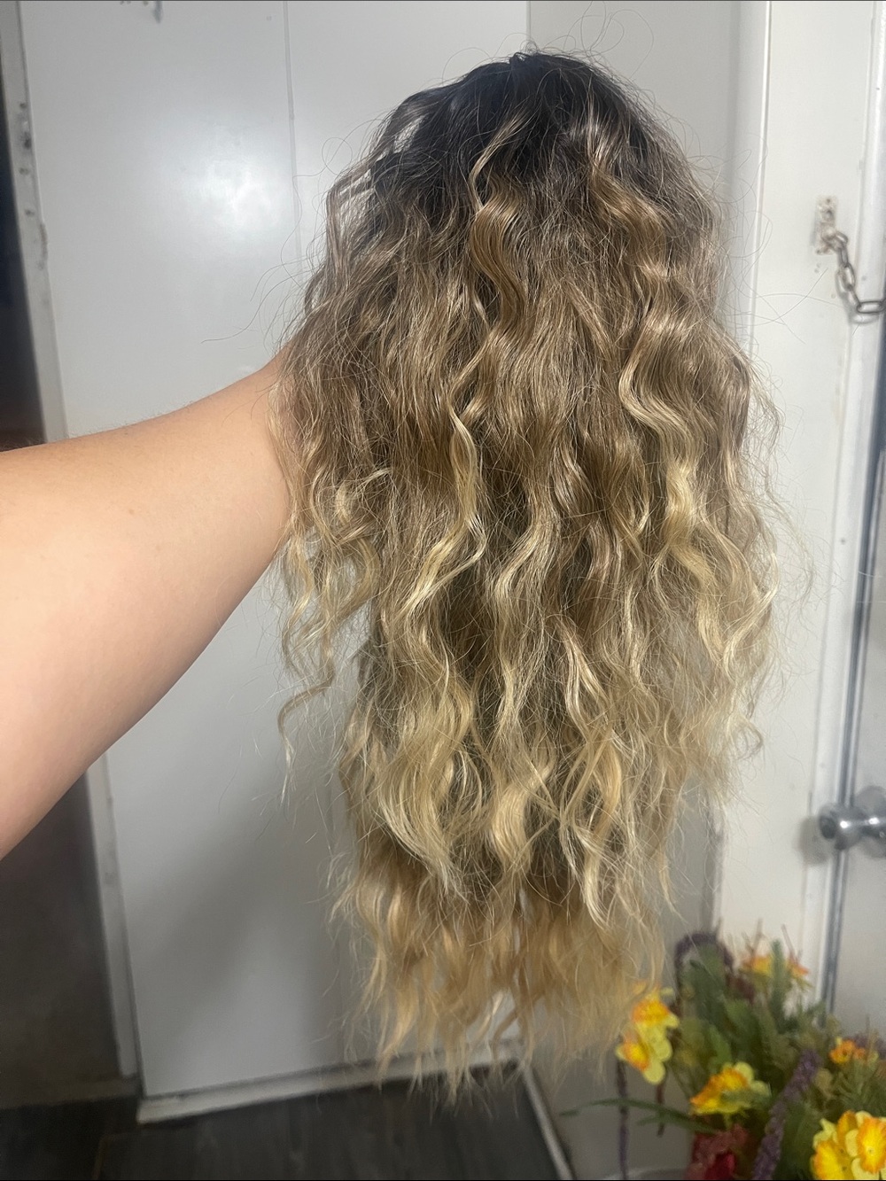 Blonde to Dark Brown Wavy Hairpiece - Natural Ombre